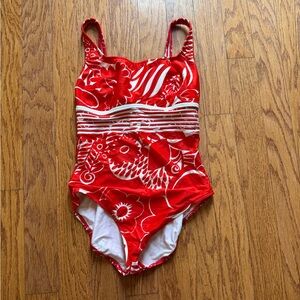Gideon Oberson Red and White Swimsuit Size 12